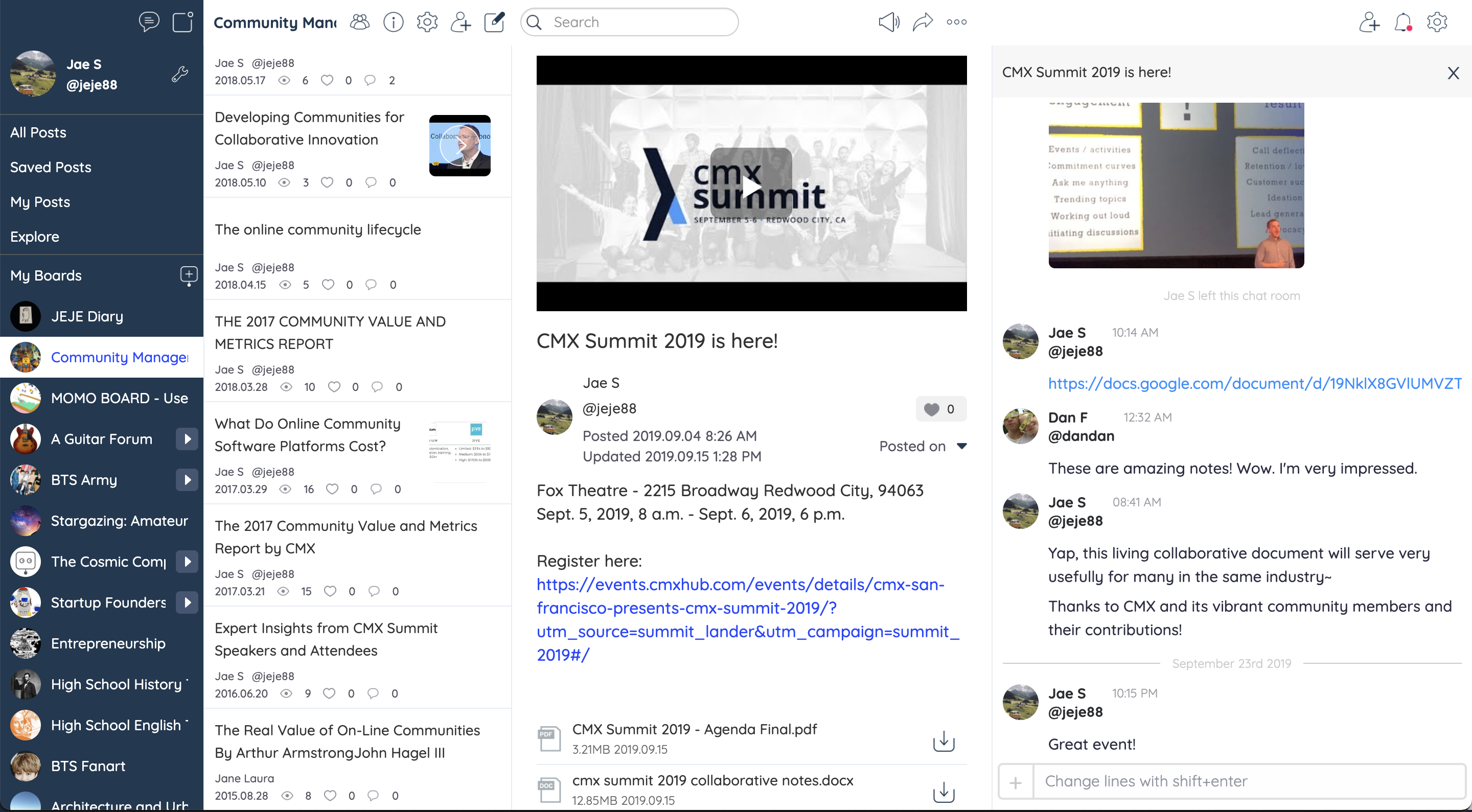 screenshot of MOMO BOARD